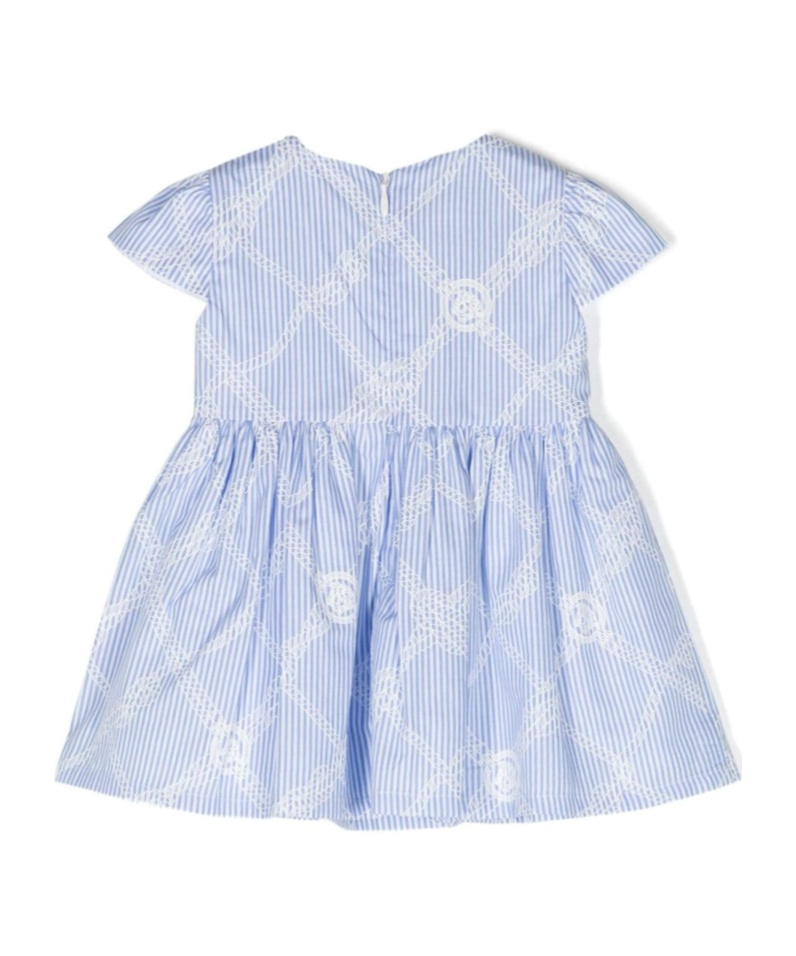 Versace Striped Poplin Dress In Blue
