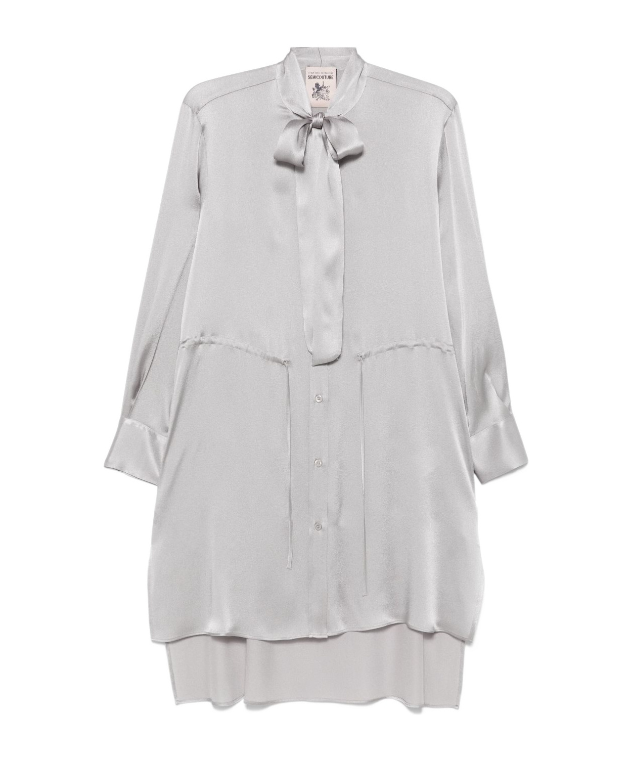 Semicouture Grey 'rossana' Short Dress In Silk In White