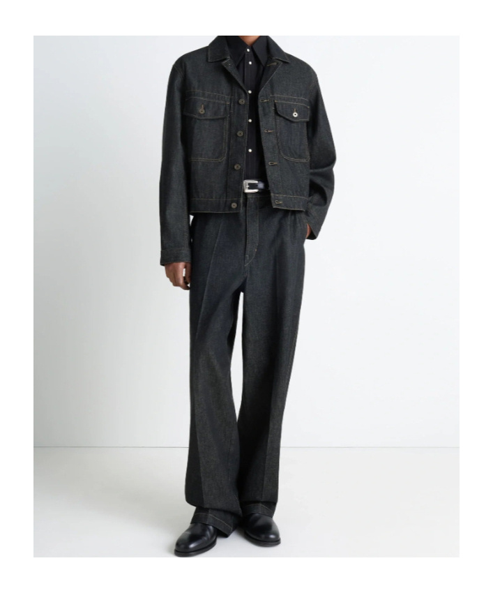 Lemaire Patch-pocket Denim Jacket In Gray