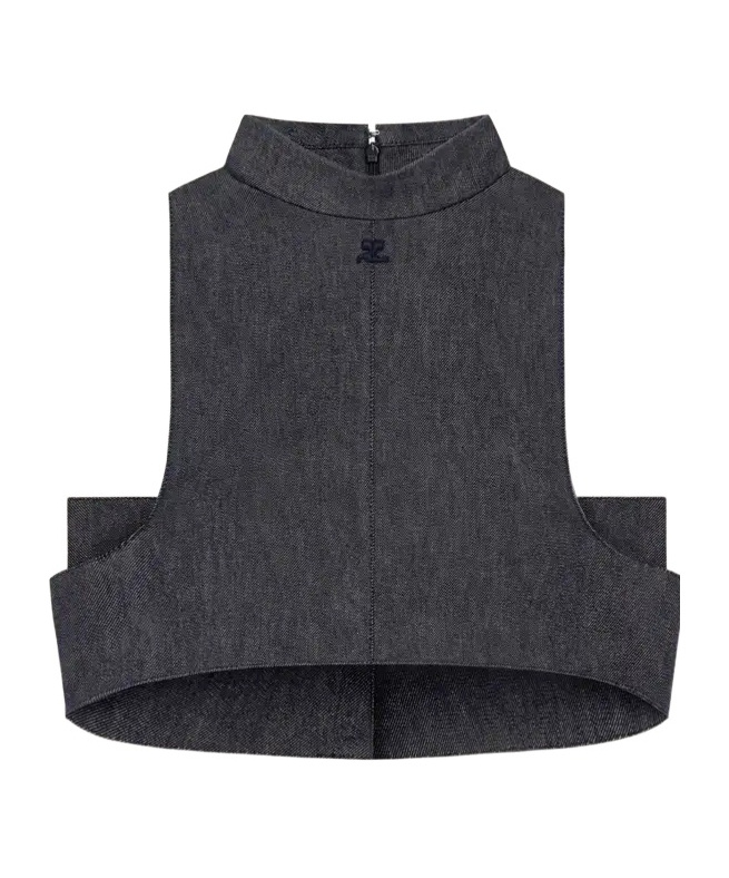 Courrèges Mock-neck Denim Top
