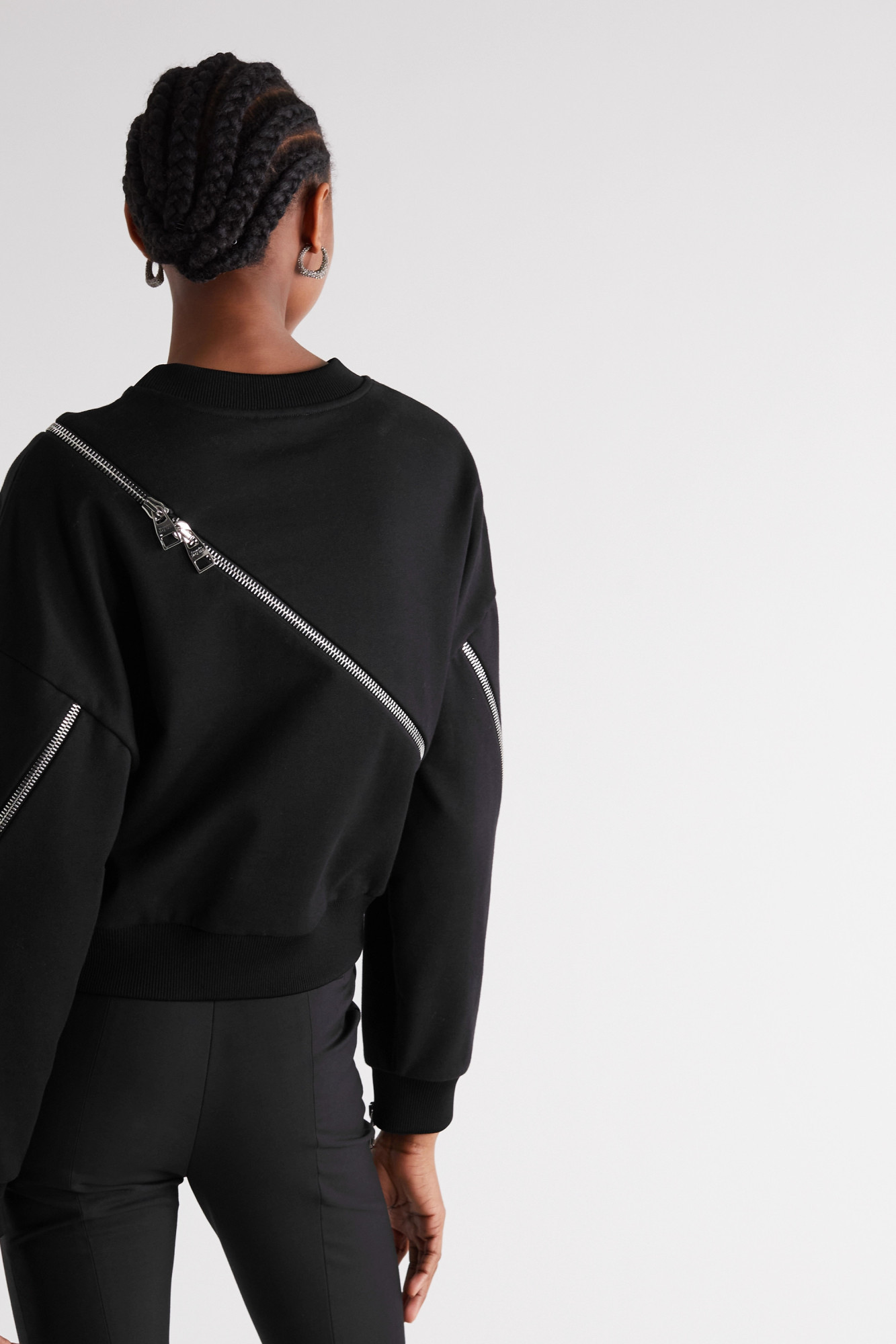 Alexander Mcqueen Cut-out Cotton Sweatshirt In Black