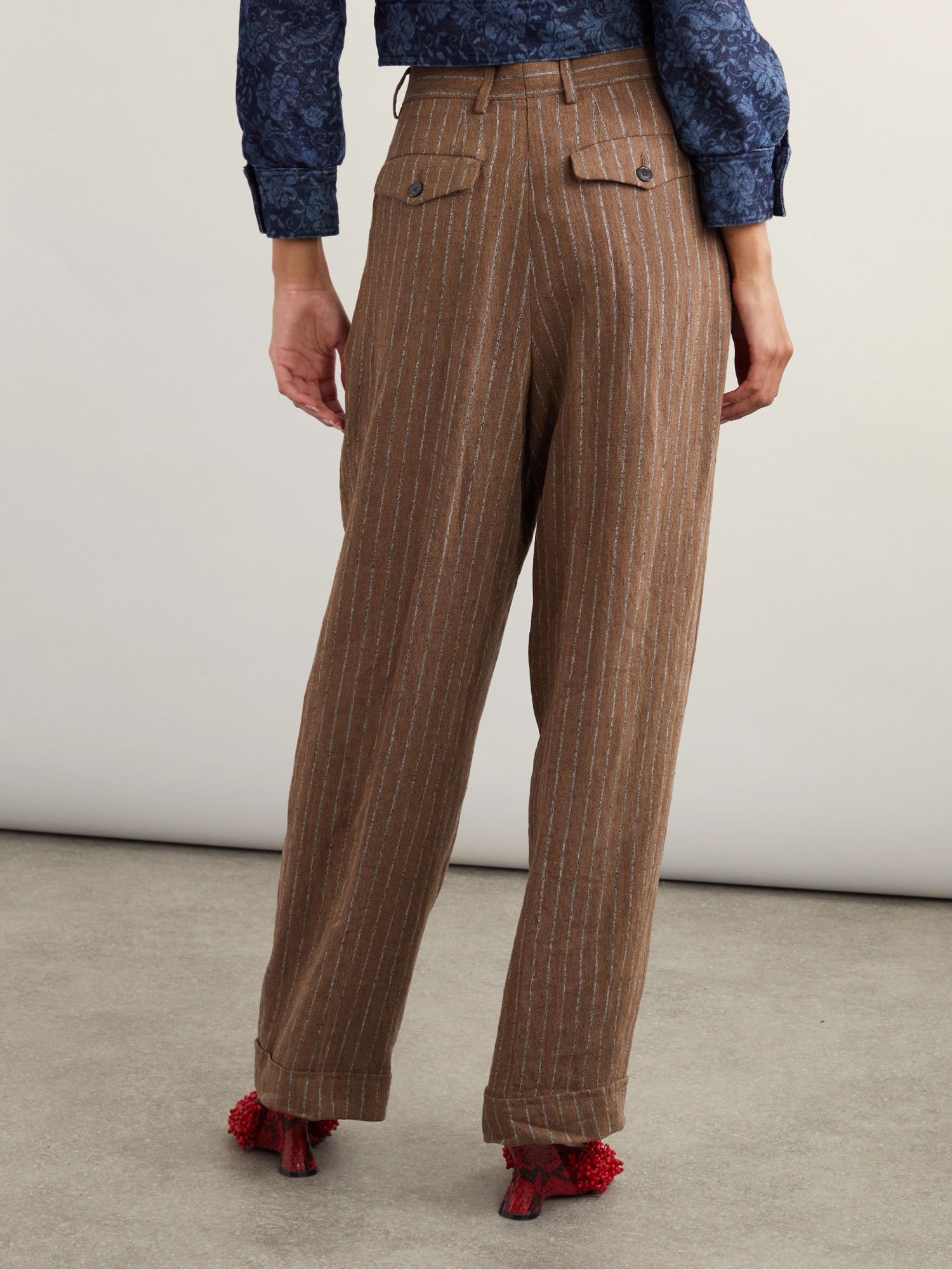 Shop Dries Van Noten Wide Leg Casual Pants In Brown