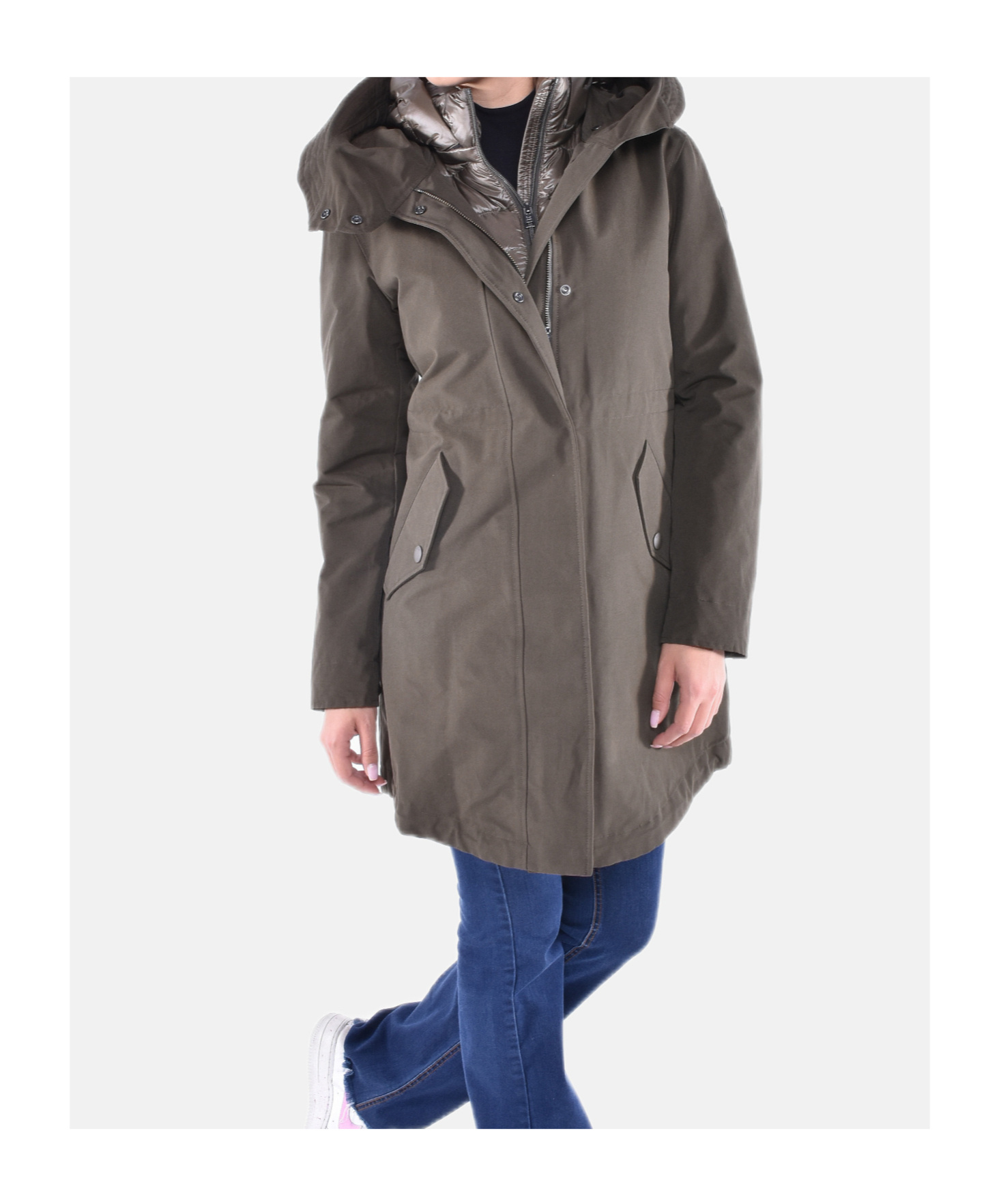 Woolrich Long Military 3in1 Down Parka In Gray