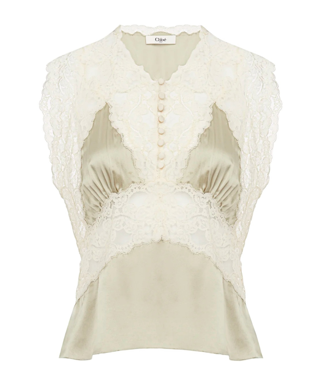 Chloé Lace V-neck Top In Brown