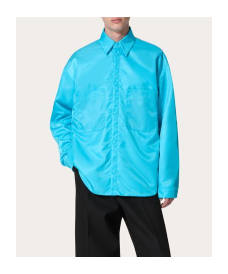 Valentino Shirt Jacket Nylon Chest Pockets In Blue