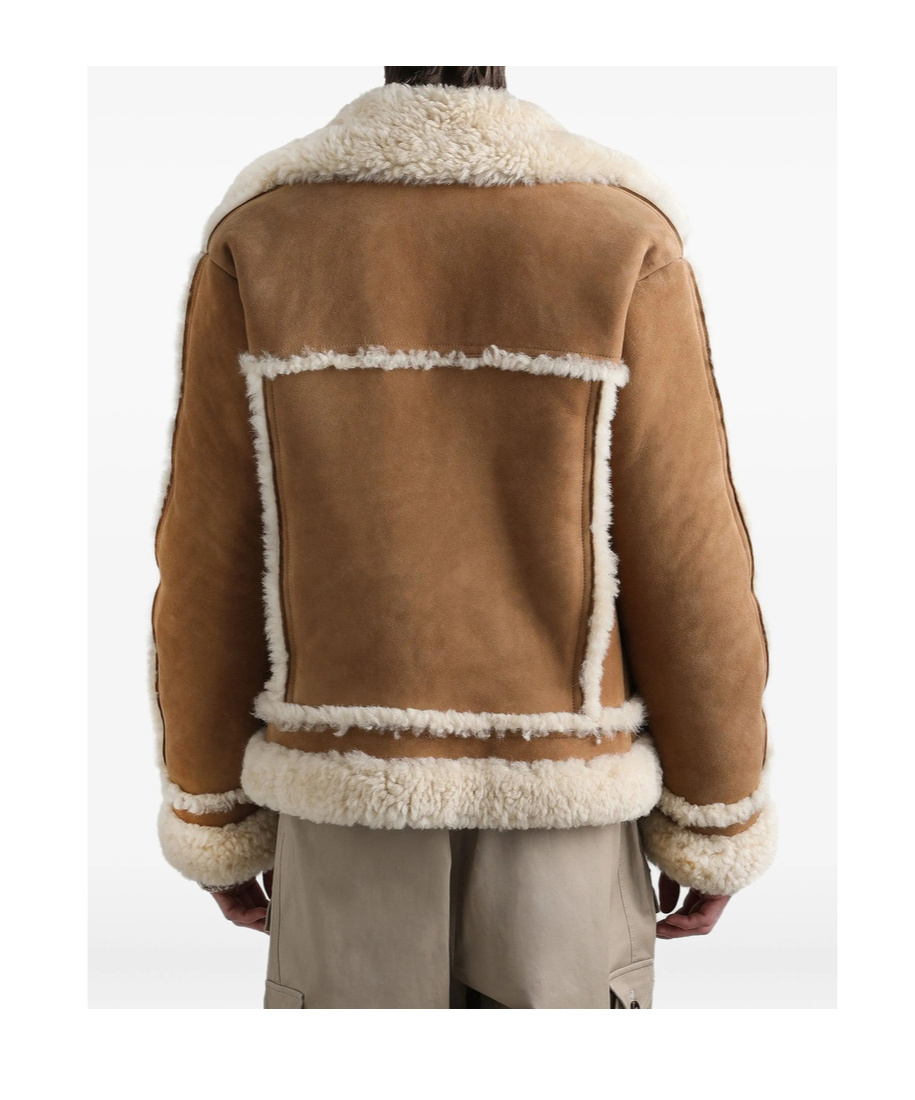 Dolce & Gabbana Suede Shearling Jacket In Neutral