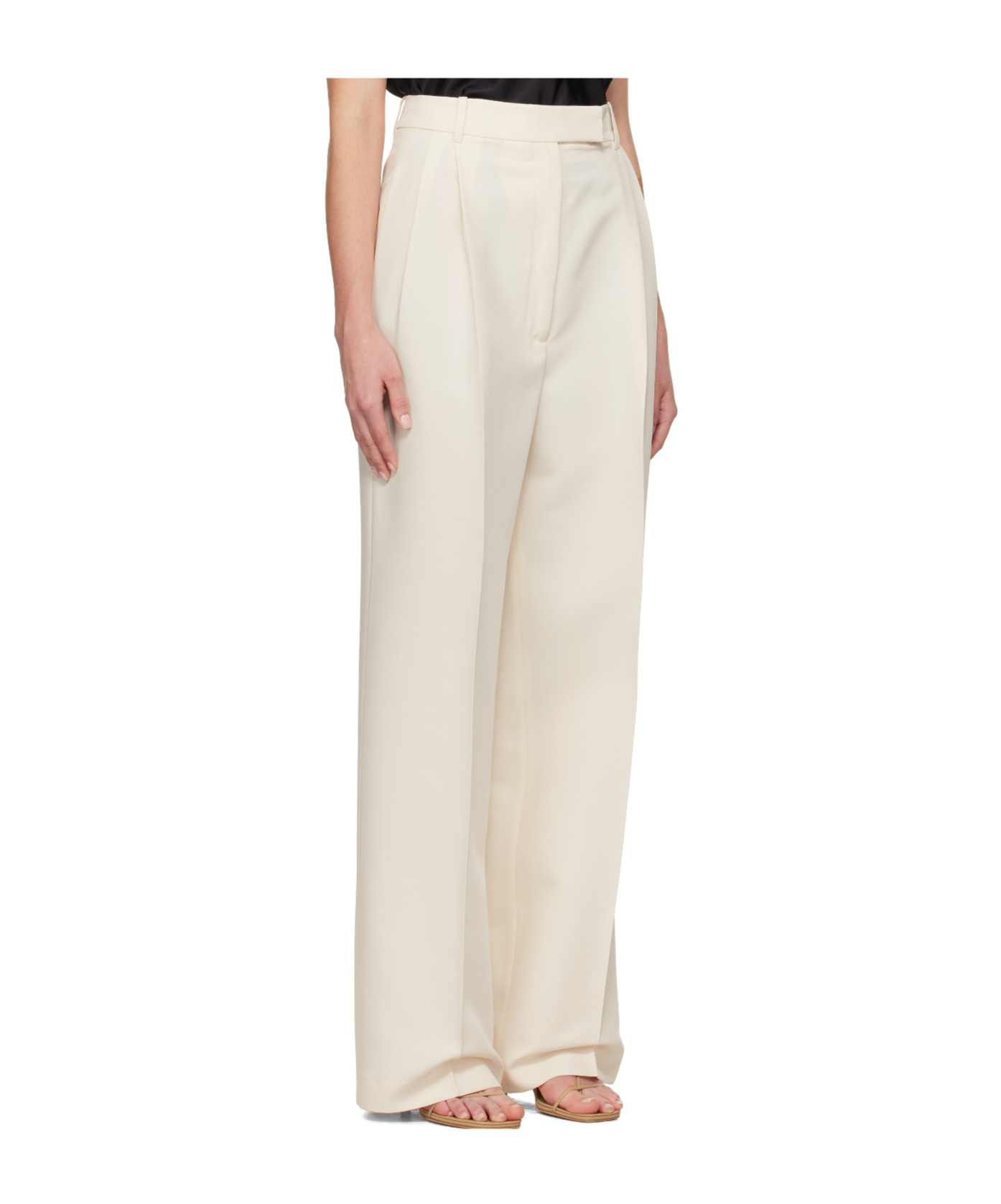 Rohe High-waisted Pleated Casual Pants In White
