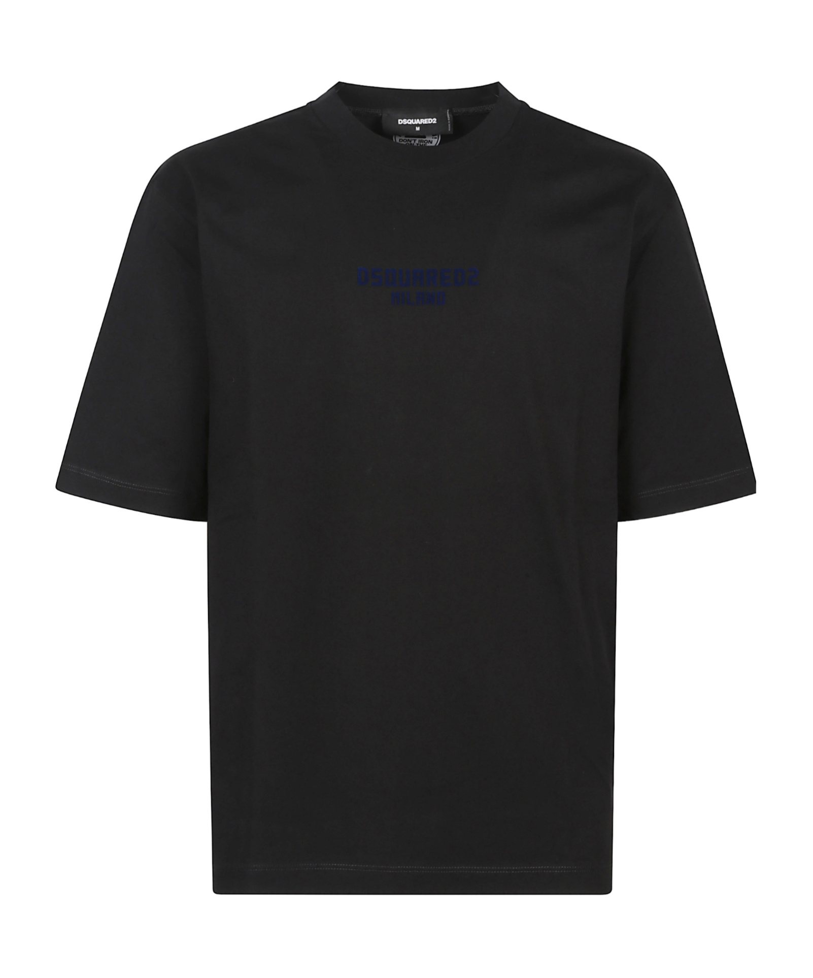 Dsquared2 Black Crewneck T-shirt With Logo Lettering On The Front In Cotton Man In Black