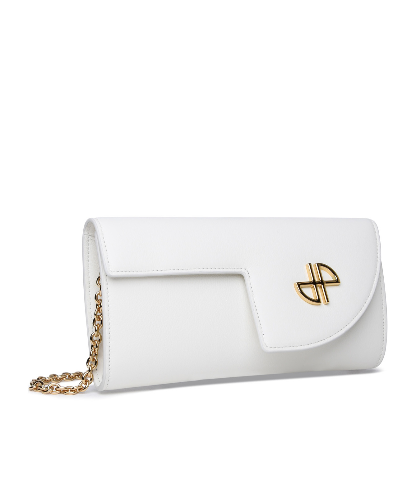 Patou Jp Calf Leather Clutch In White