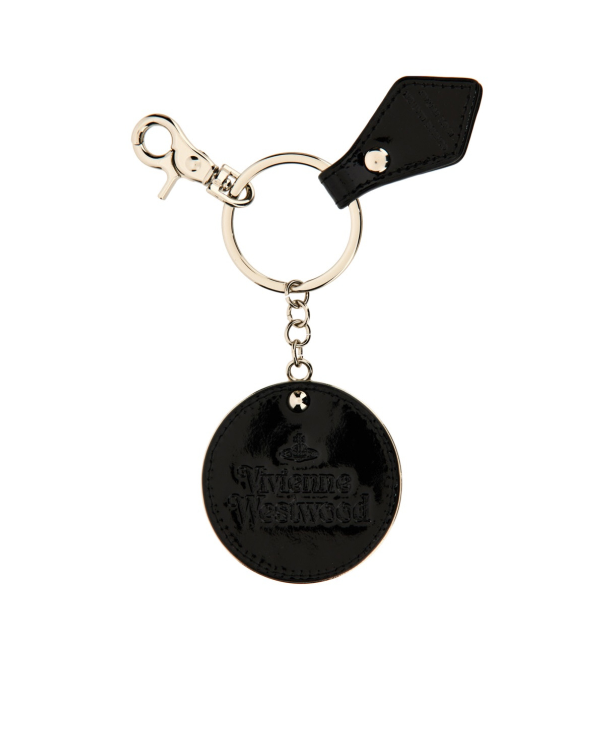 Vivienne Westwood Orb Logo-plaque Patent-leather Keyring In Black