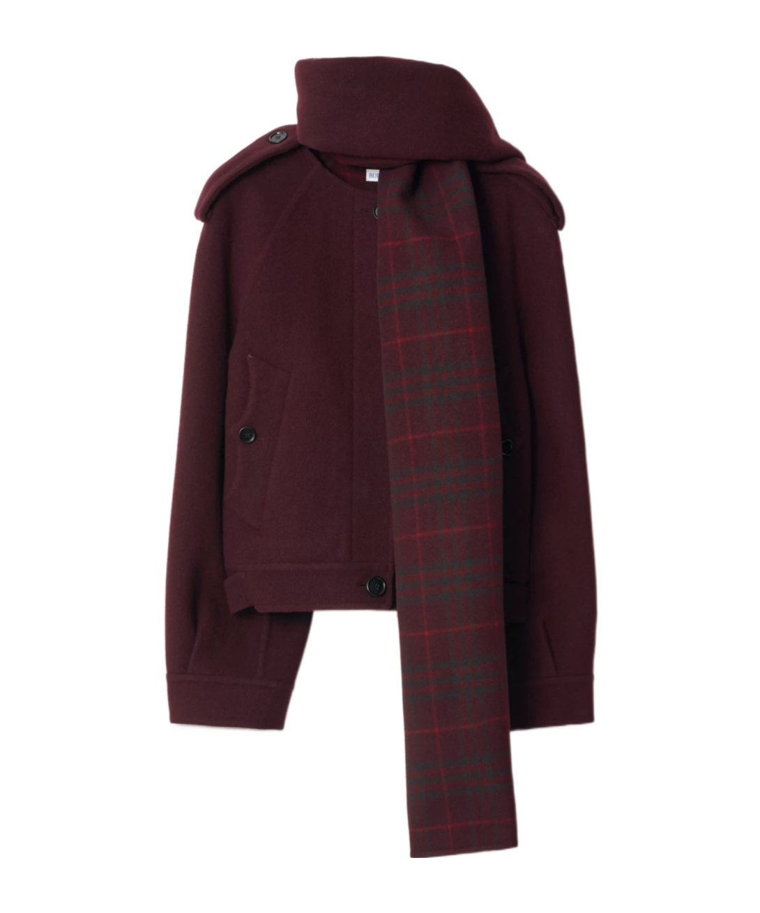 Burberry Wool Coat With Detachable Scarf In Purple