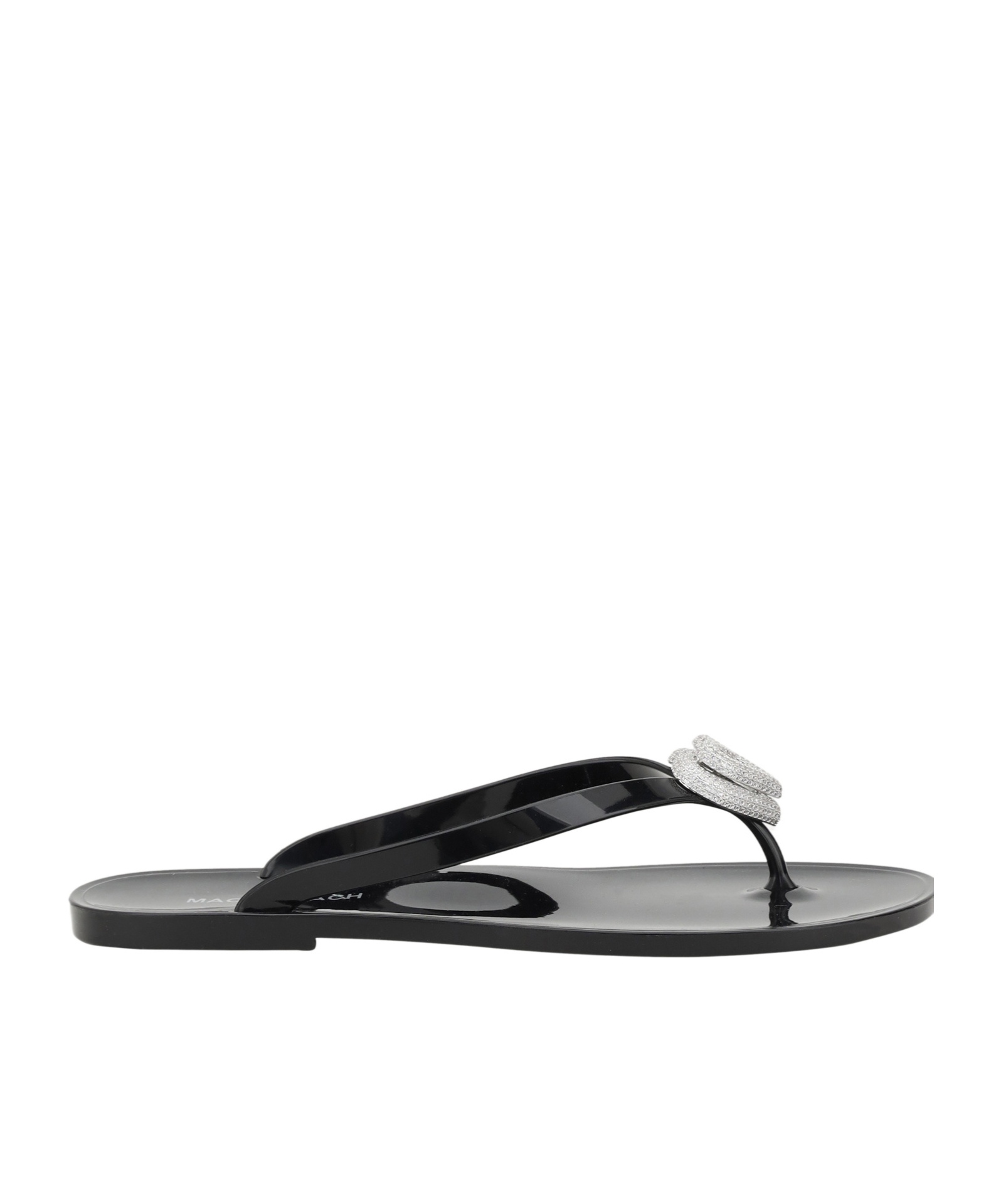 Machmach Mach Mach Double Heart Embellished Flip Flops In Black