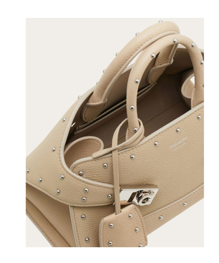 Ferragamo Large Hug Tote With Spike Embellished In Multi