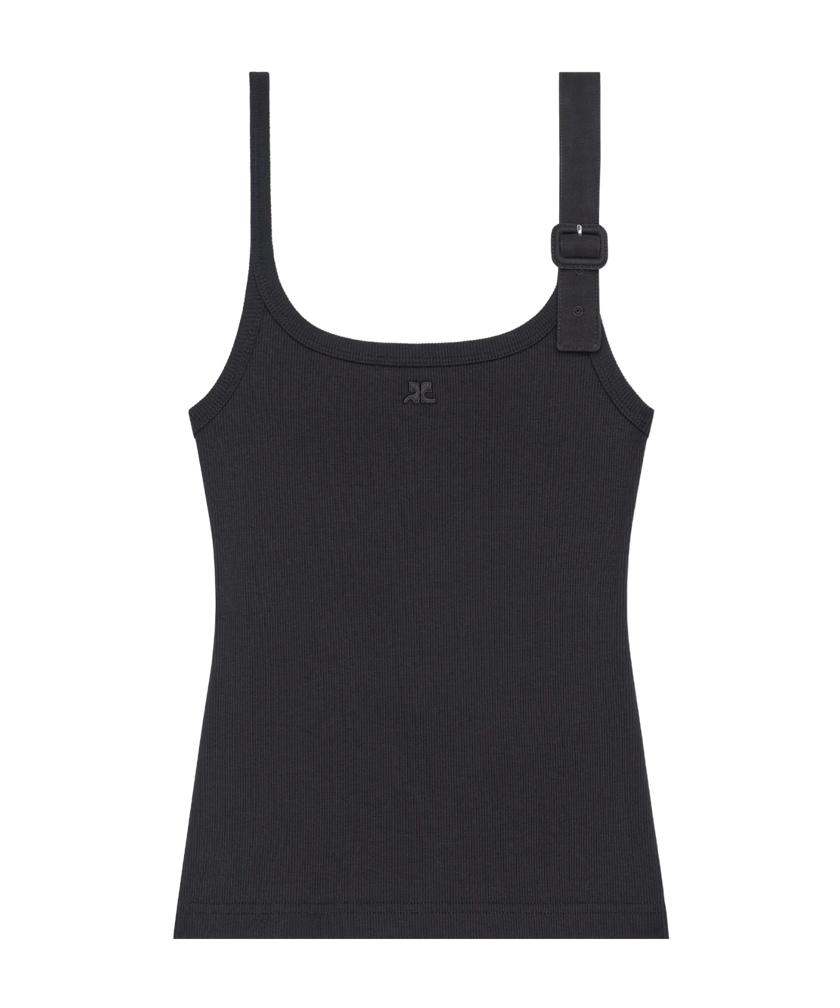 Courrèges Buckle Jersey Tank Top In Black