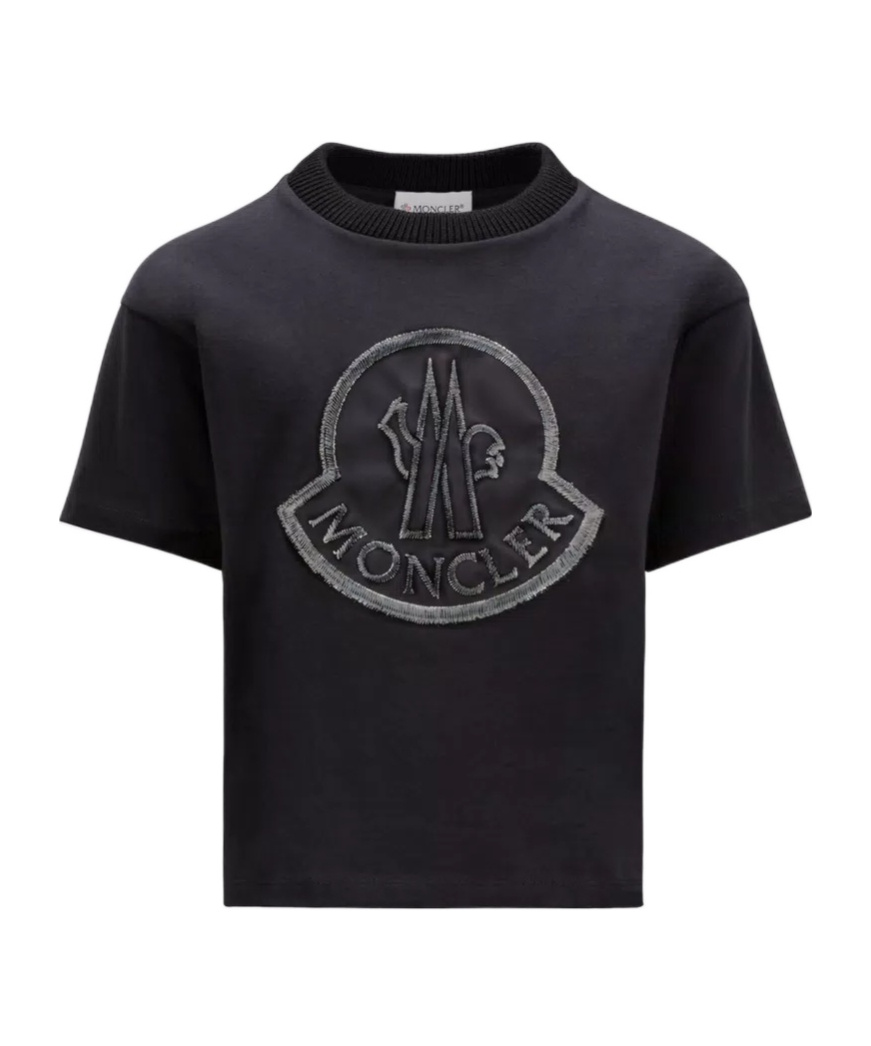 Moncler Logo-embroidered Cotton T-shirt In Black