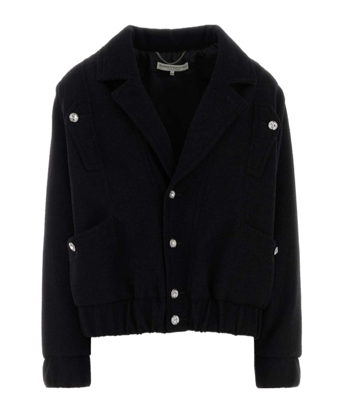 Alessandra Rich Tweed Boucle Oversized Bomber Jacket In Black
