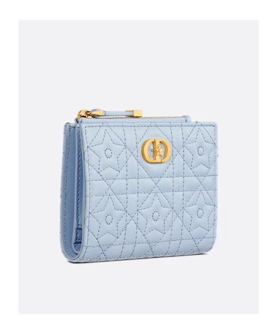Dior Zipper Wallet In Sky-blue