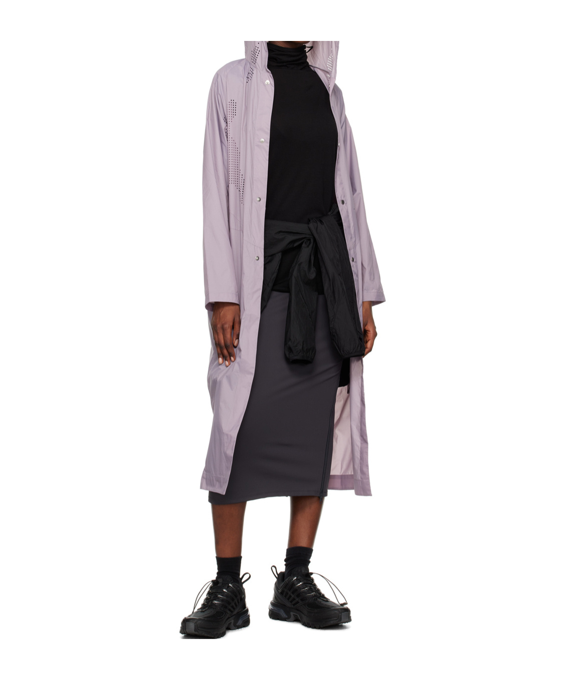 Post Archive Faction (paf) Gray Zip Midi Skirt In Black