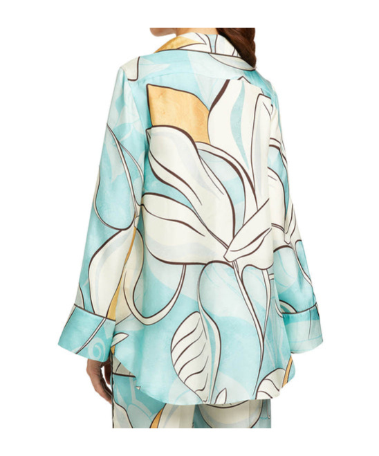 F.r.s For Restless Sleepers Painted Leaves Blue Emera In White