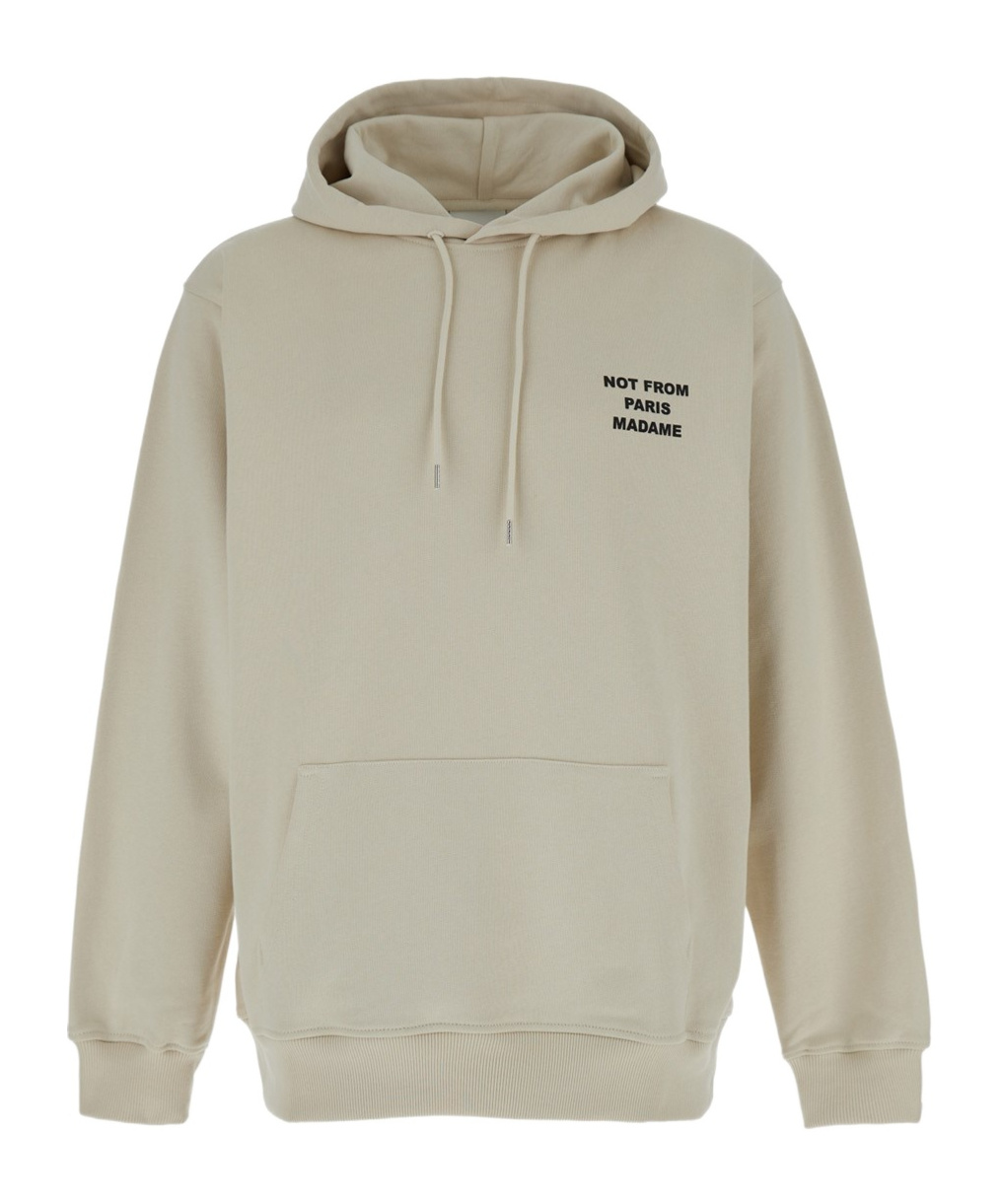 Drôle De Monsieur Beige Hoodie With Front And Rear Logo In Cotton Man In Nude