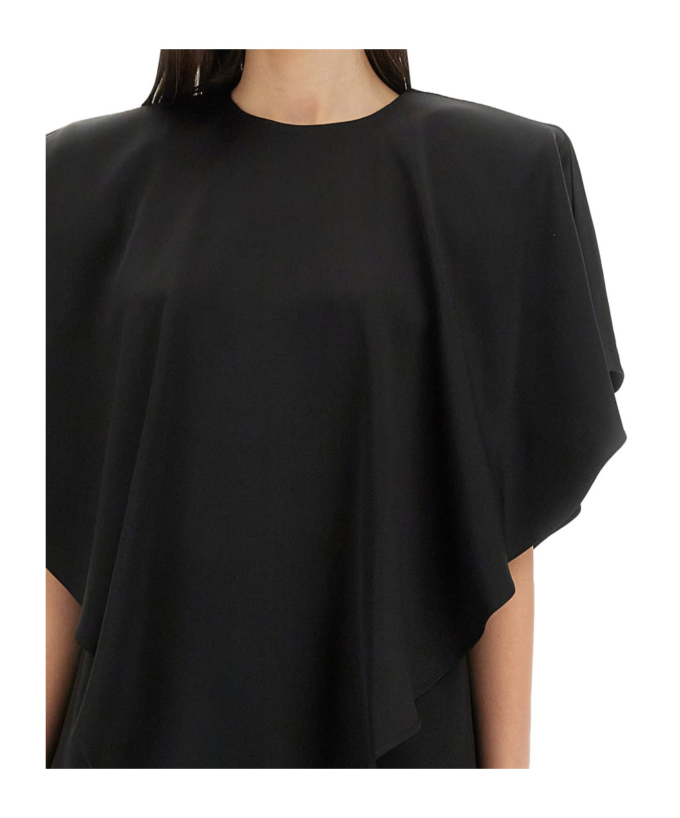 Stella Mccartney Asymmetric Layered Lightweight Satin Blouse In Black