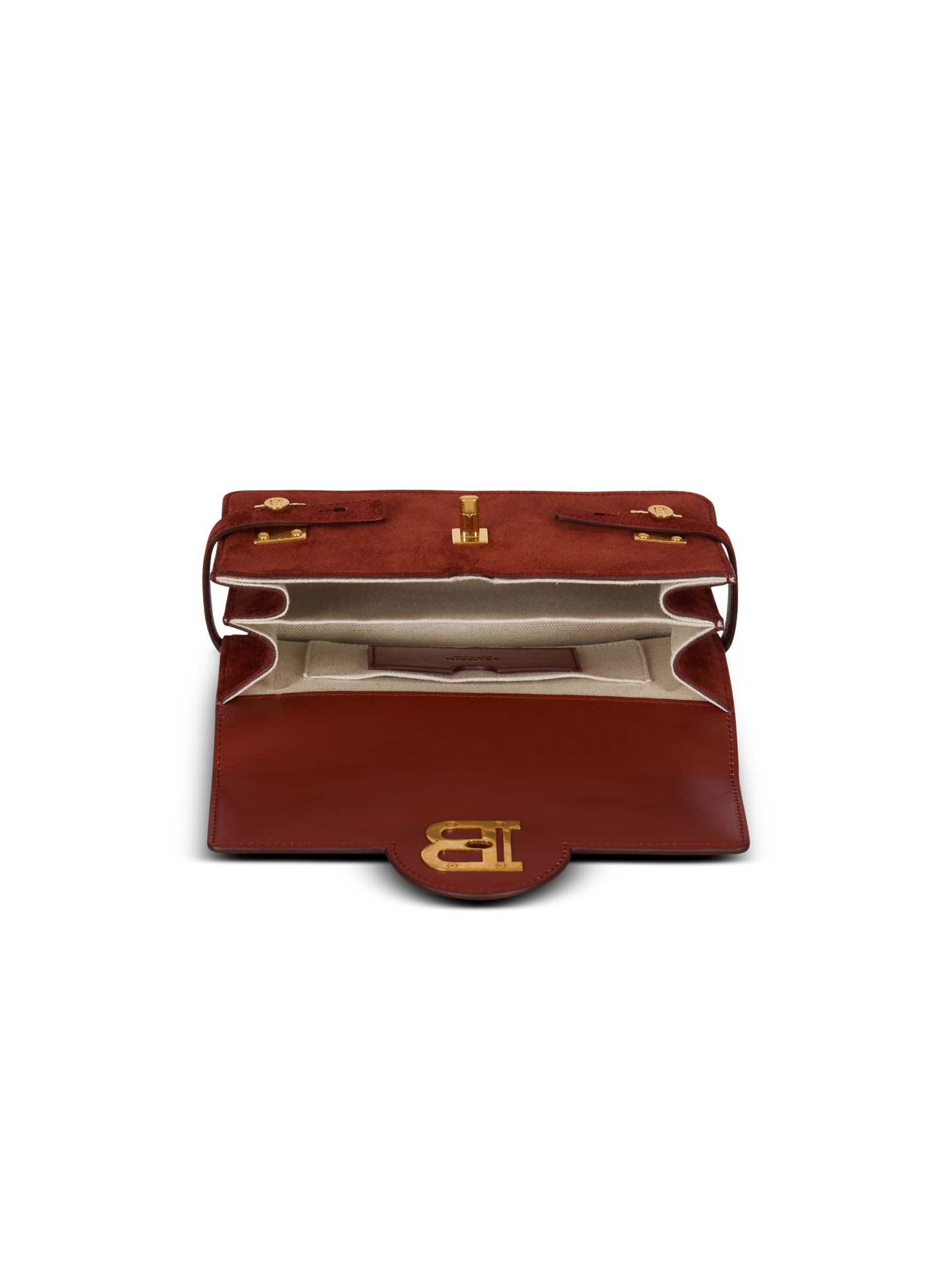 Balmain B-buzz Shoulder 24 Bag In Suede In Red