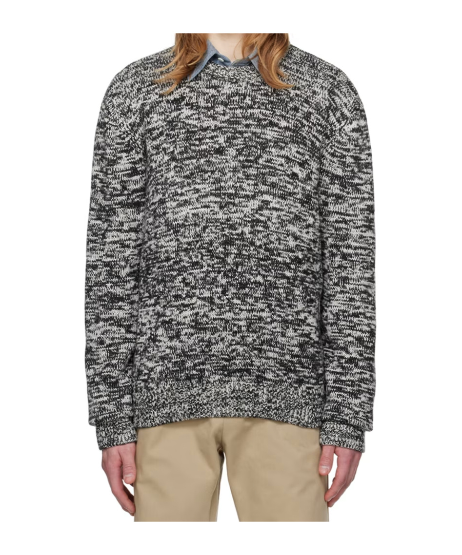 Apc Noah Marl-knit Cotton Jumper In Gray