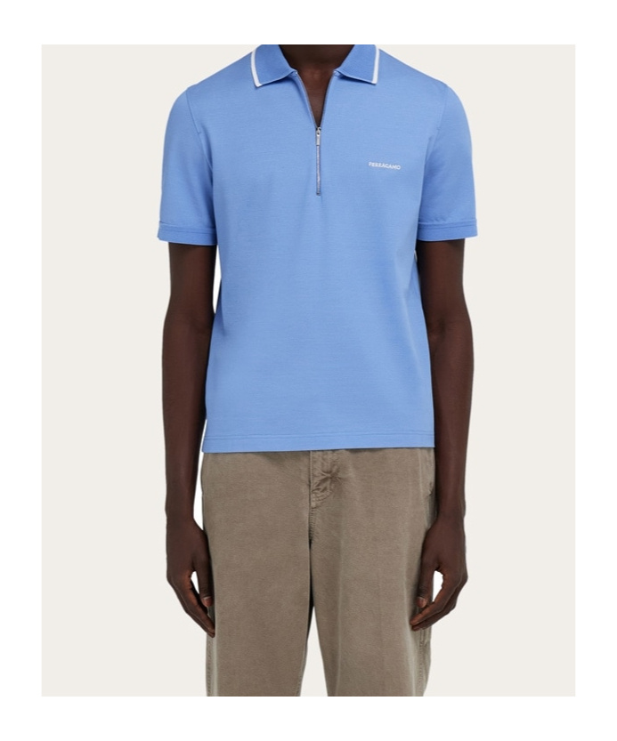 Ferragamo Cotton Polo Shirt With Zip Closure