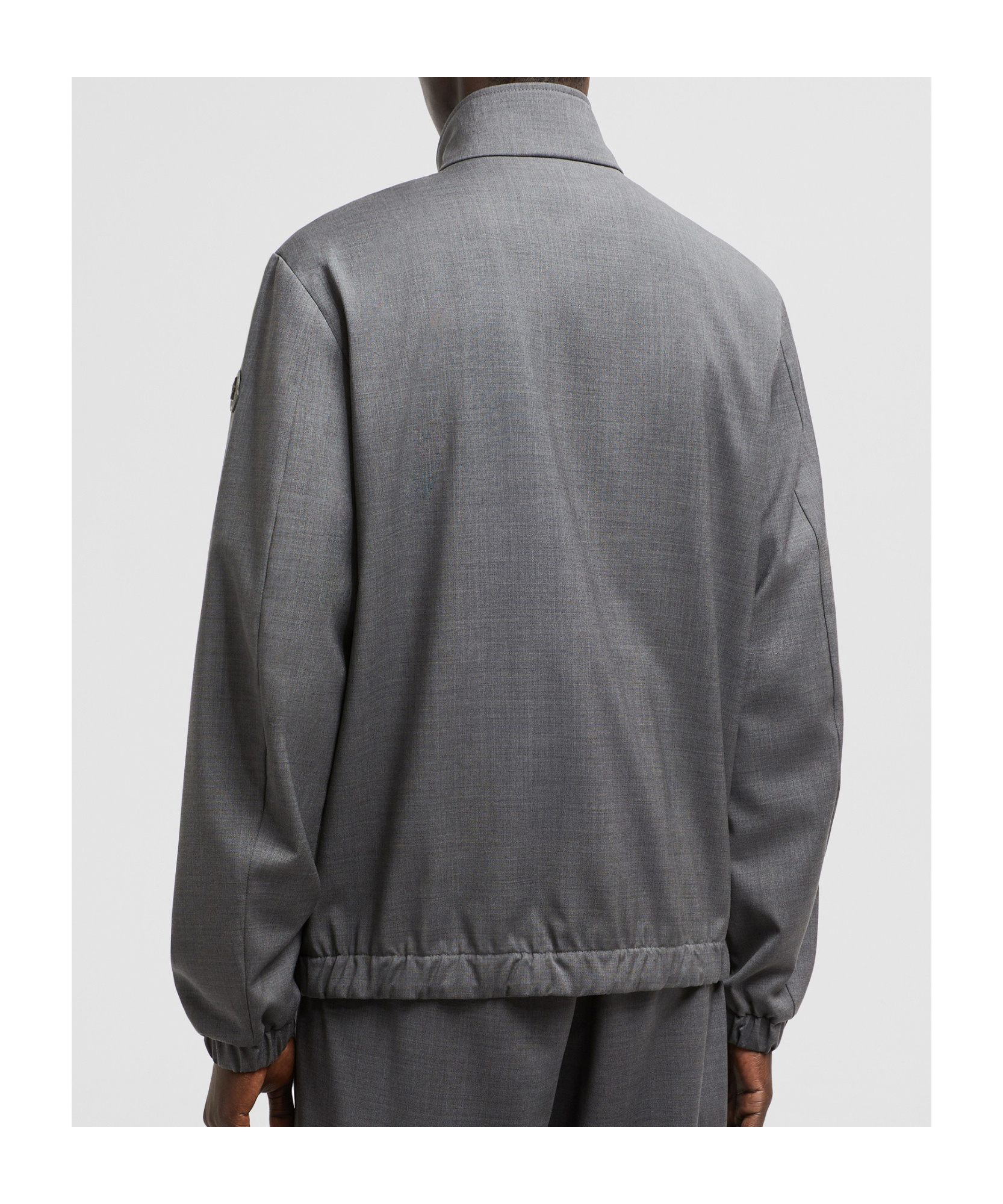 Moncler Cuffed High Collar Jacket In Dark Gray