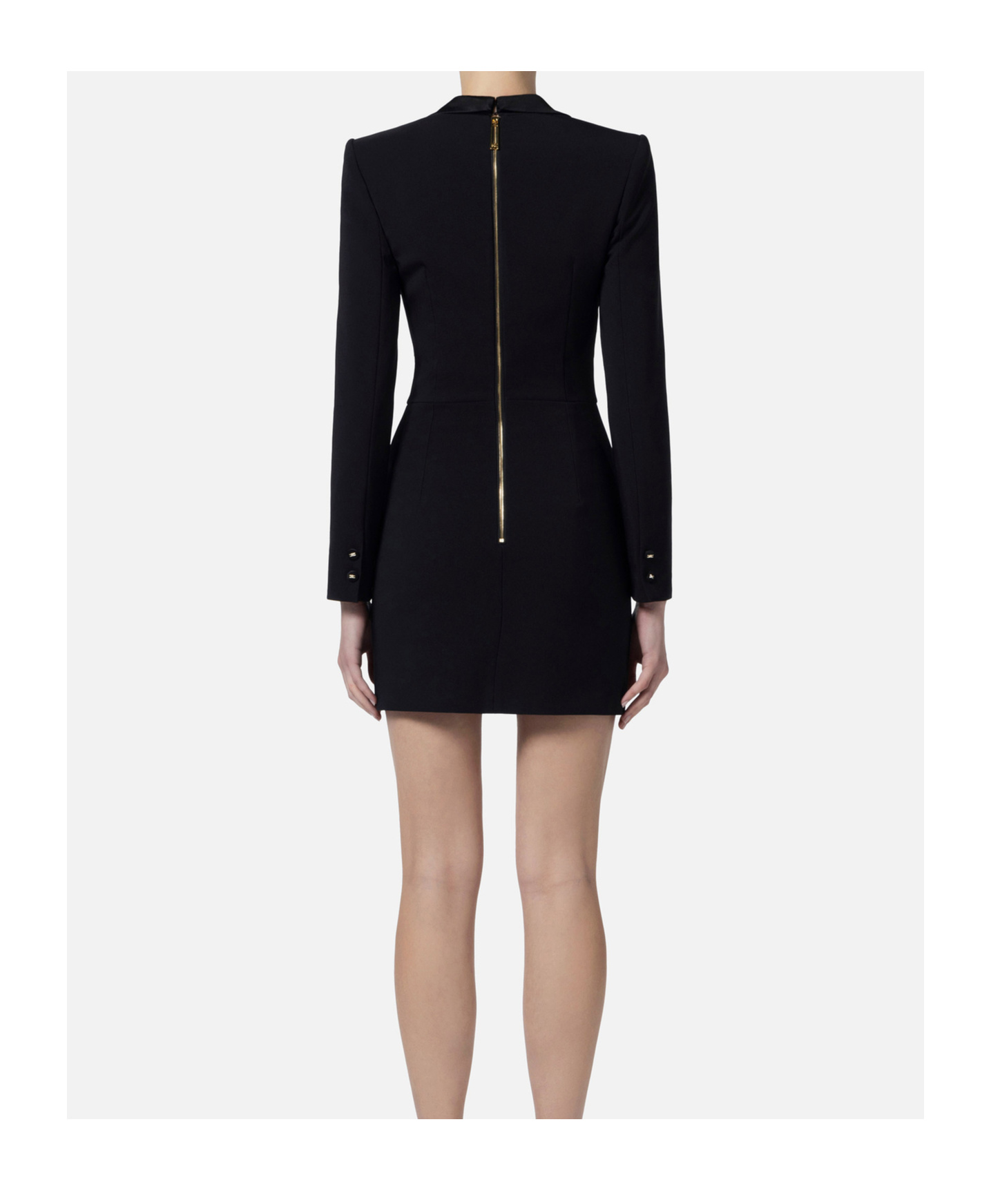 Elisabetta Franchi Satin-lapels Crepe Mini Dress In Black
