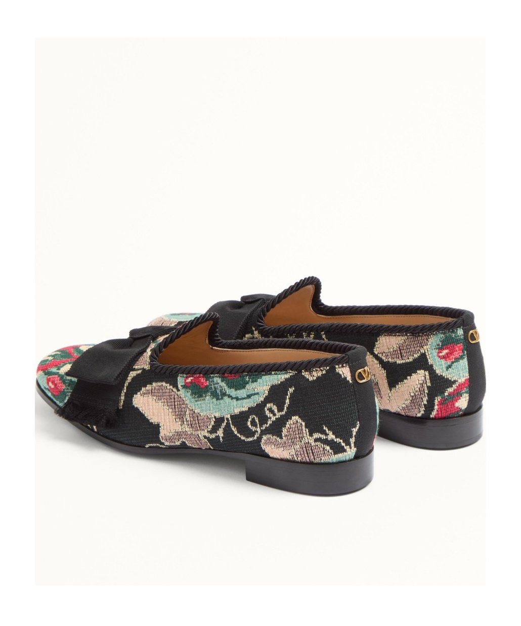 Valentino Garavani Bowow Loafer In Jacquard Fabric In Black