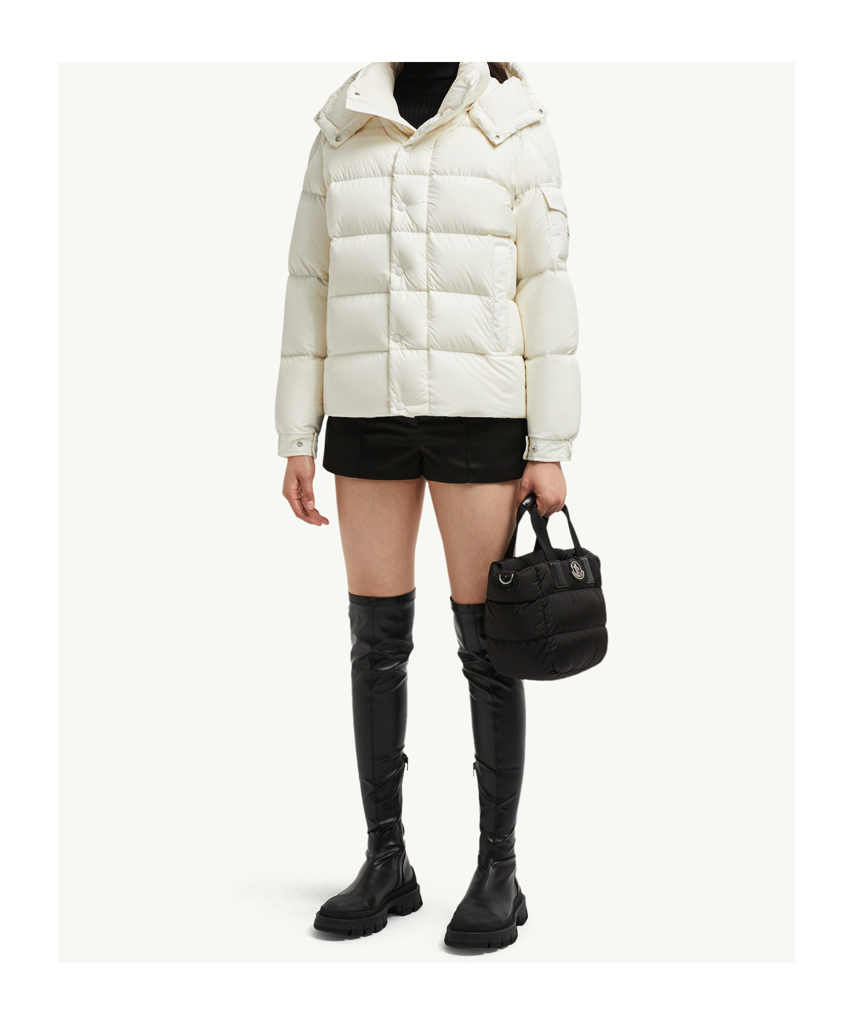 Moncler Maya 70 Hooded Short Down Jacket In White