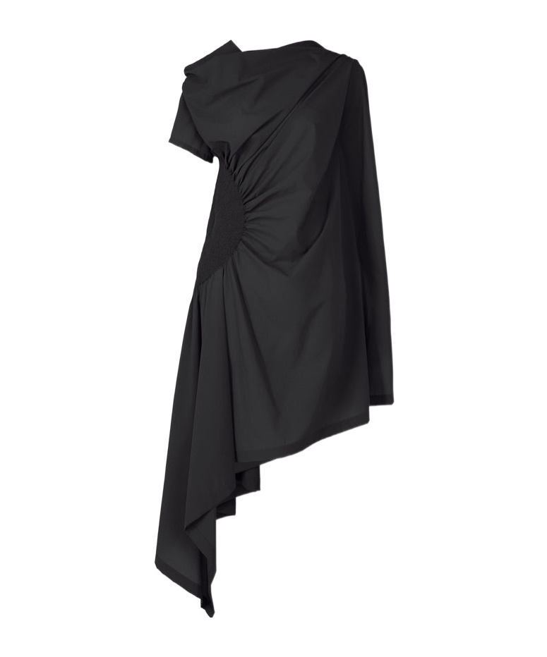 Issey Miyake Crepe Asymmetric Mini Dress In Black