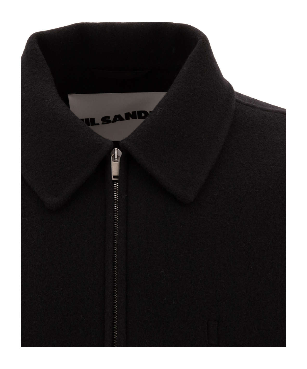 Jil Sander Zipped Up Wool Jacket In Black
