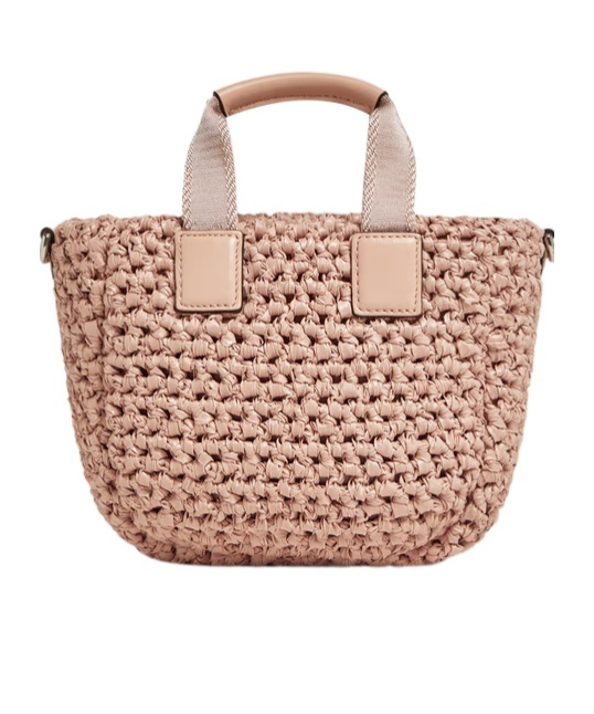 Moncler Caradoc Woven Miniature Handbag In Pink