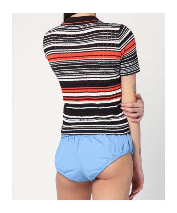 Roberto Collina Striped Polo Shirt In Cotton Blend In Multicolor