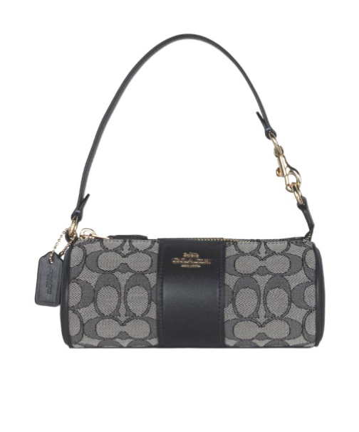 Coach Logo Zipper Shoulder Bag In Black