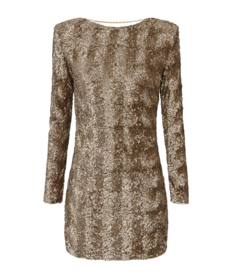 Elisabetta Franchi Sequin-embellished Tulle Mini Dress In Brown