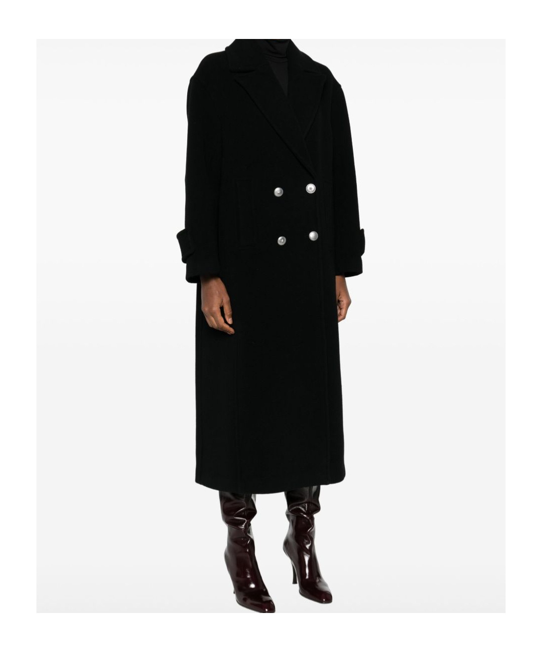 Pinko Double-breasted Coat In Black
