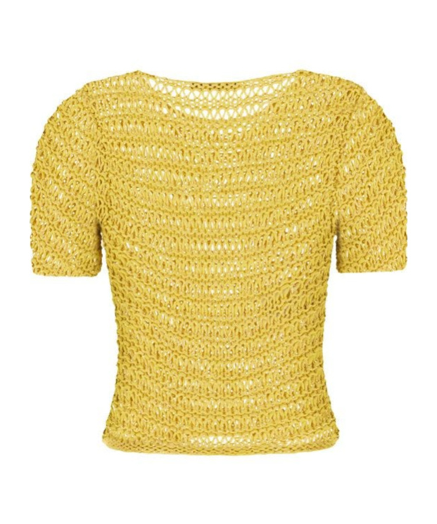 Alberta Ferretti Chain Mesh Linen Crochet T-shirt