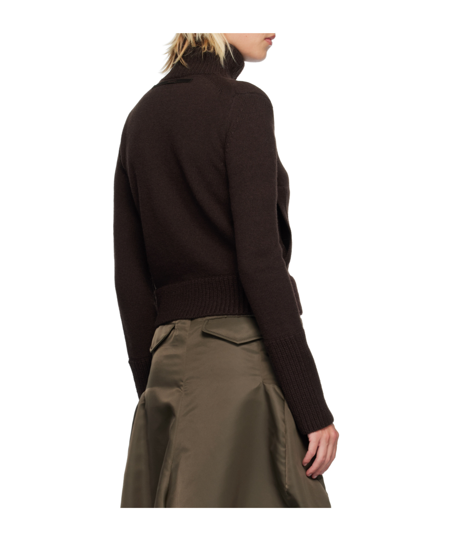 Sacai Loose Wool Knit Sweater In Brown