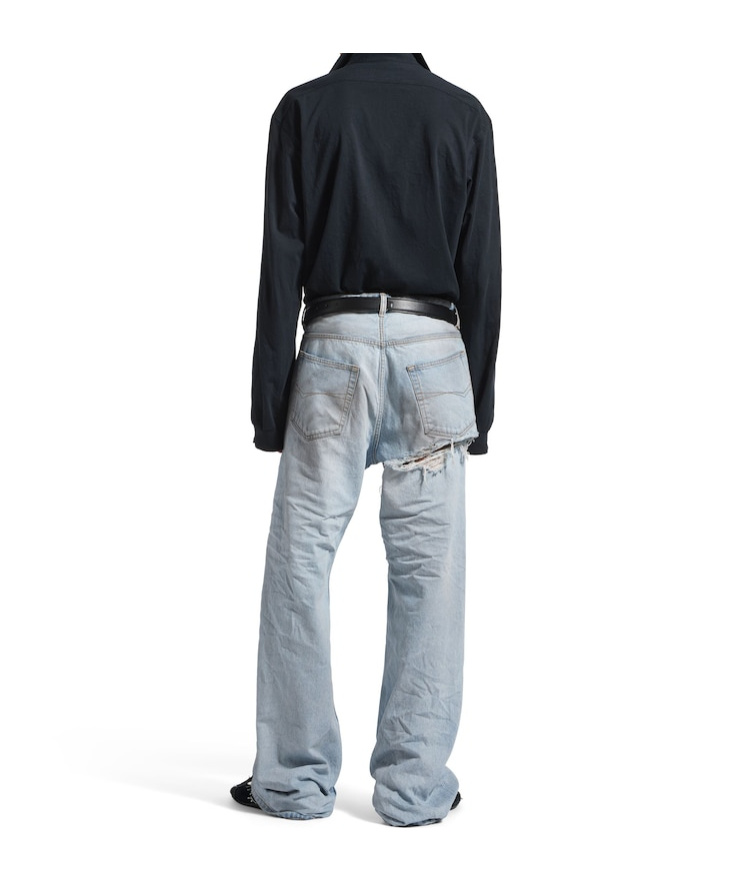 Balenciaga Men's Distressed Relaxed Fit Pants In Light Blue In Blue