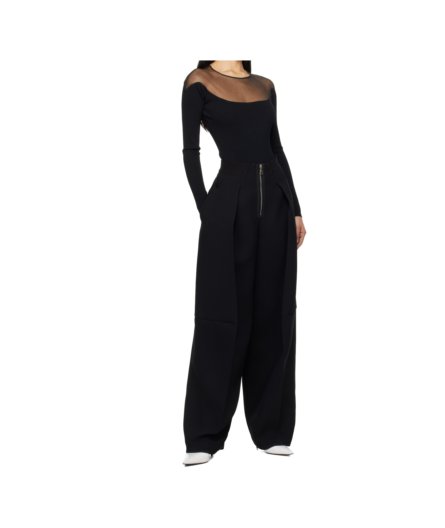 Mugler Long Sleeve Jumpsuit In Black