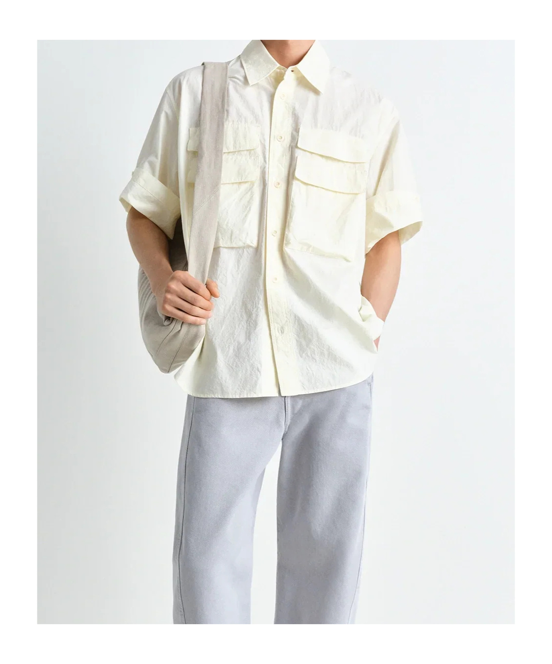 Lemaire Utility Shirt In Almond Milk