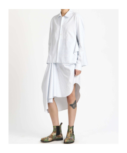 Jw Anderson Womens Asymmetric Draped Shirt In White  Blue In White