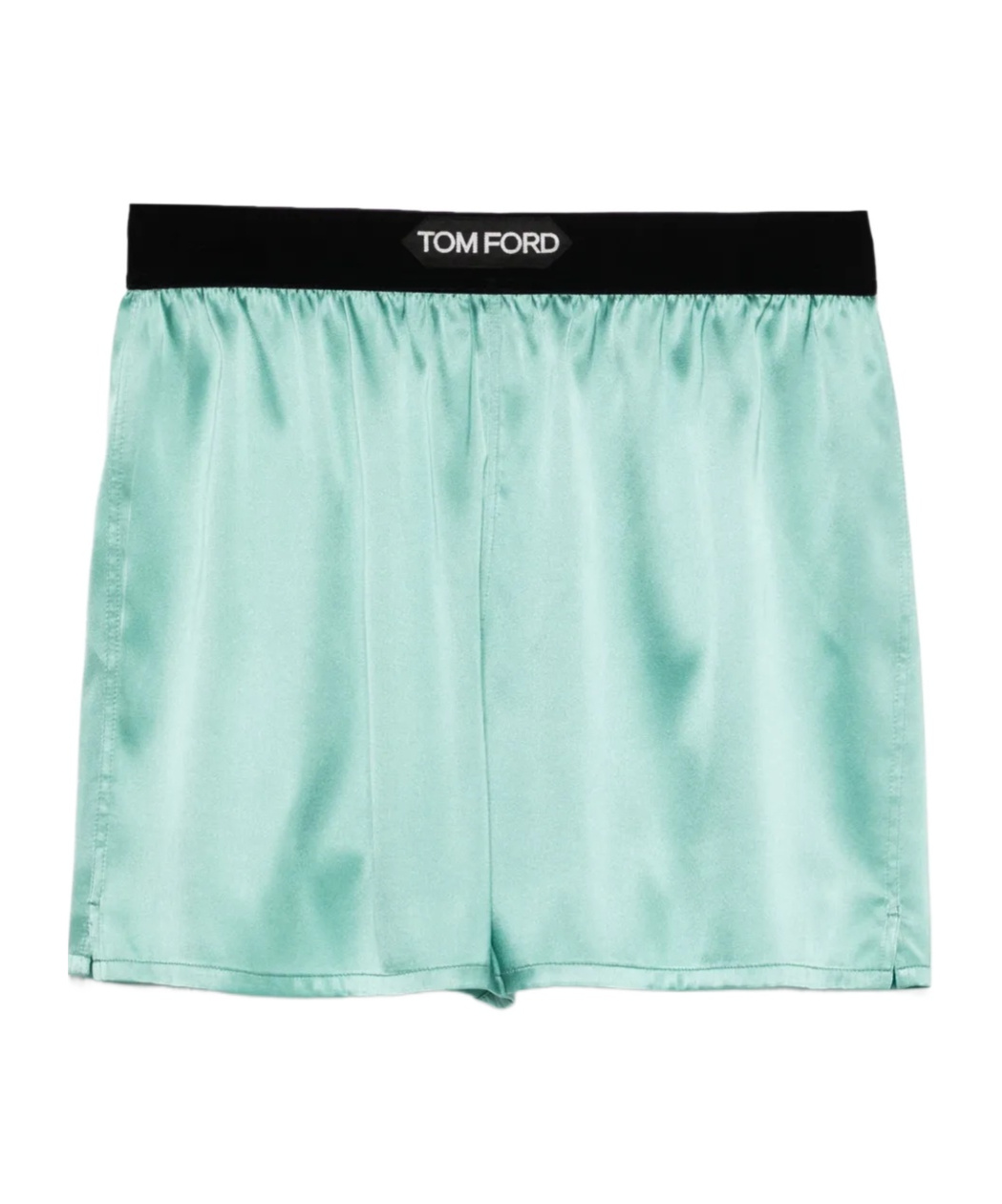 Tom Ford Silk Satin Boxer Shorts With Elastic Waistband In Green