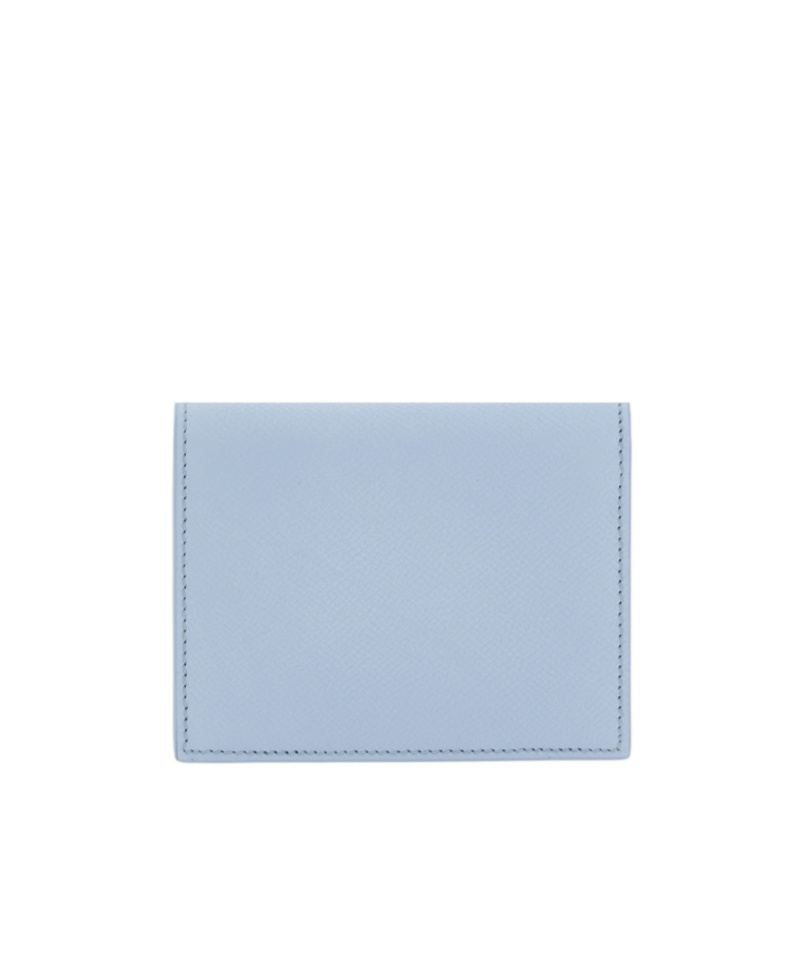Ferragamo Compact Wallet Textured Finish In Blue