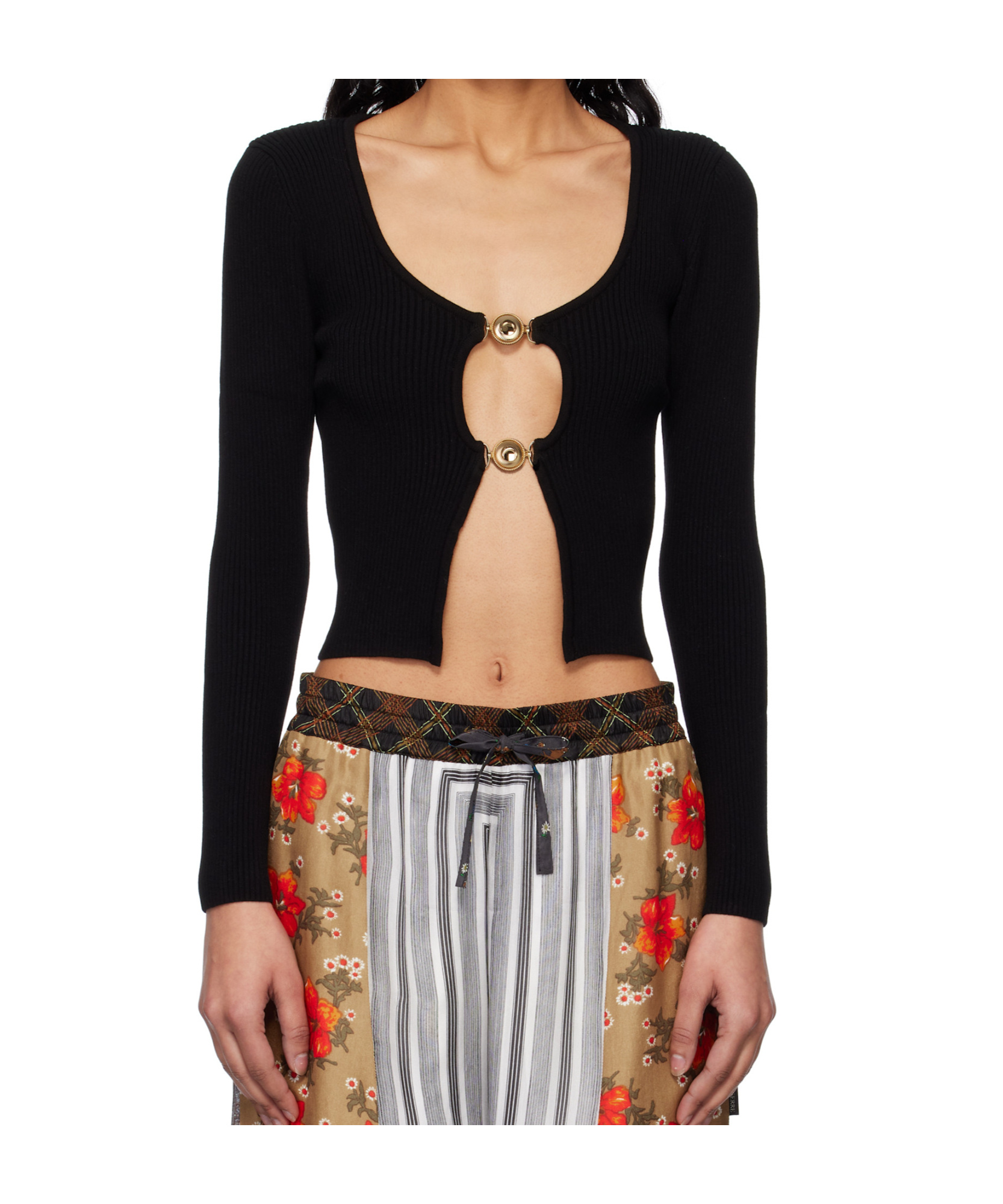 Marine Serre Black Moon Jewelry Knit Open Cardigan In Black