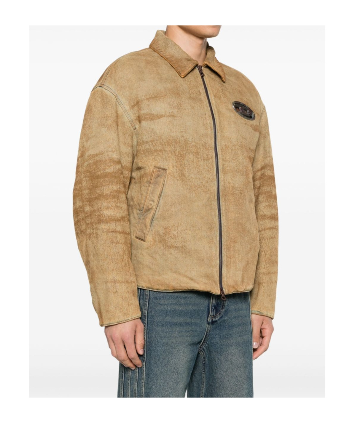 Shop Diesel Long-sleeved Casual Jacket In Nude