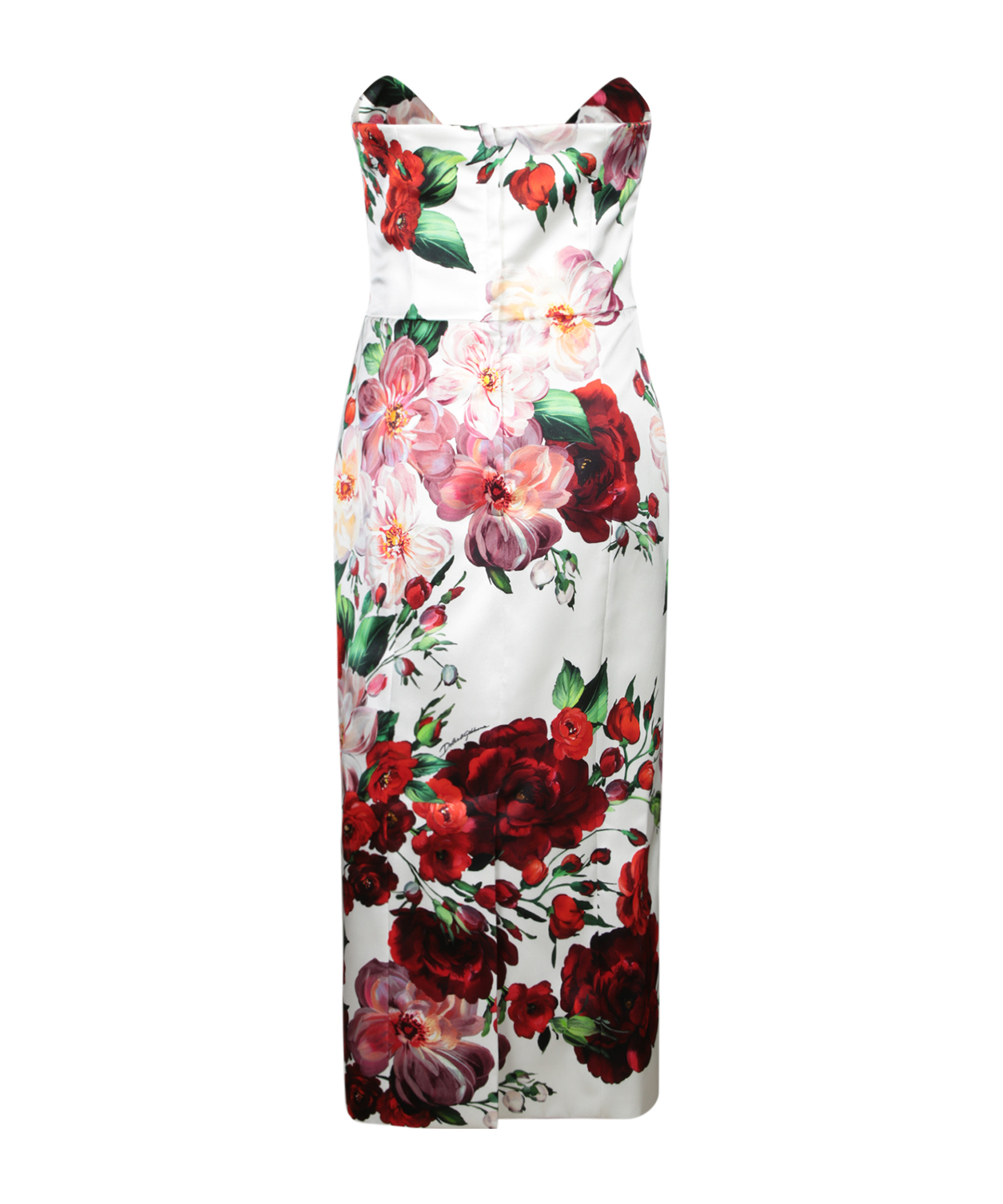 Dolce & Gabbana Bustier Midi Dress With Floral Print